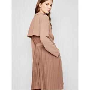 Hayden LA pleated ladies trench Duster brown Size Small NWT Boho chic Fall
